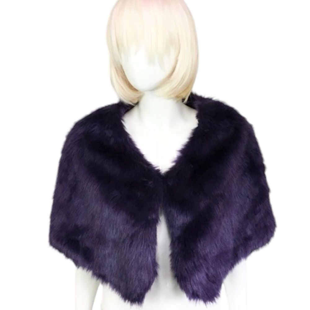 Cache Women's Purple Faux Fur Elegant Wrap Shrug Size S/M
